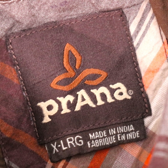 Prana XL Benton Short Sleeve Button Down Shirt Plaid Standard Fit Organic Cotton - Picture 5 of 8